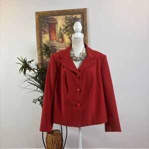 NYP Suits Womens 18W Red Lined Single Breasted 3 Button Lapel Notch Long Sleeve